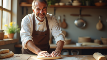 Artisan confiant façonnant la pâte dans un atelier lumineux