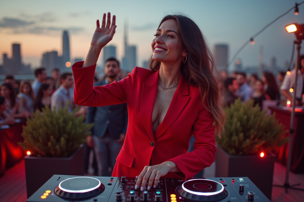 DJ femme en extérieur lors d