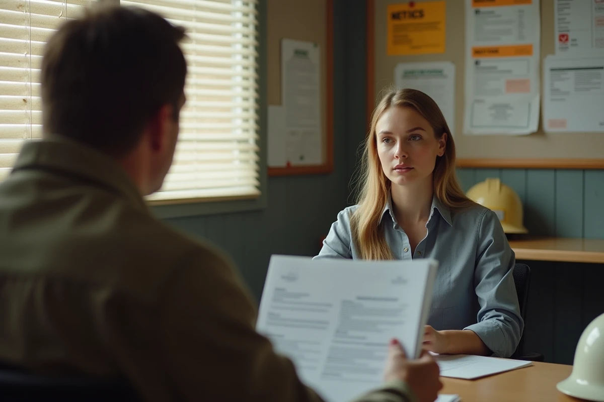 Femme candidate à un entretien d'embauche dans un bureau de recrutement minier en Australie