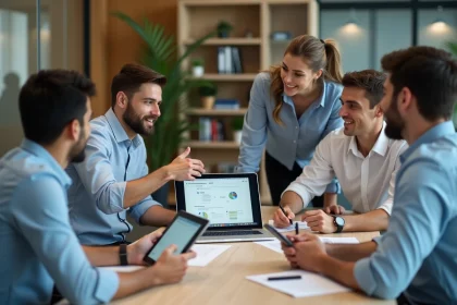 Groupe de professionnels en réunion de formation