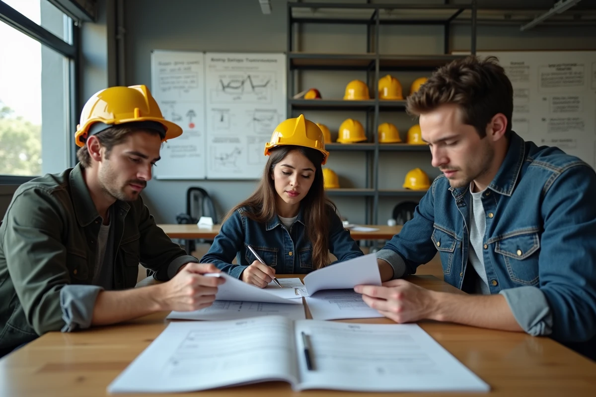 Groupe de jeunes adultes en formation professionnelle minière dans un centre TAFE australien