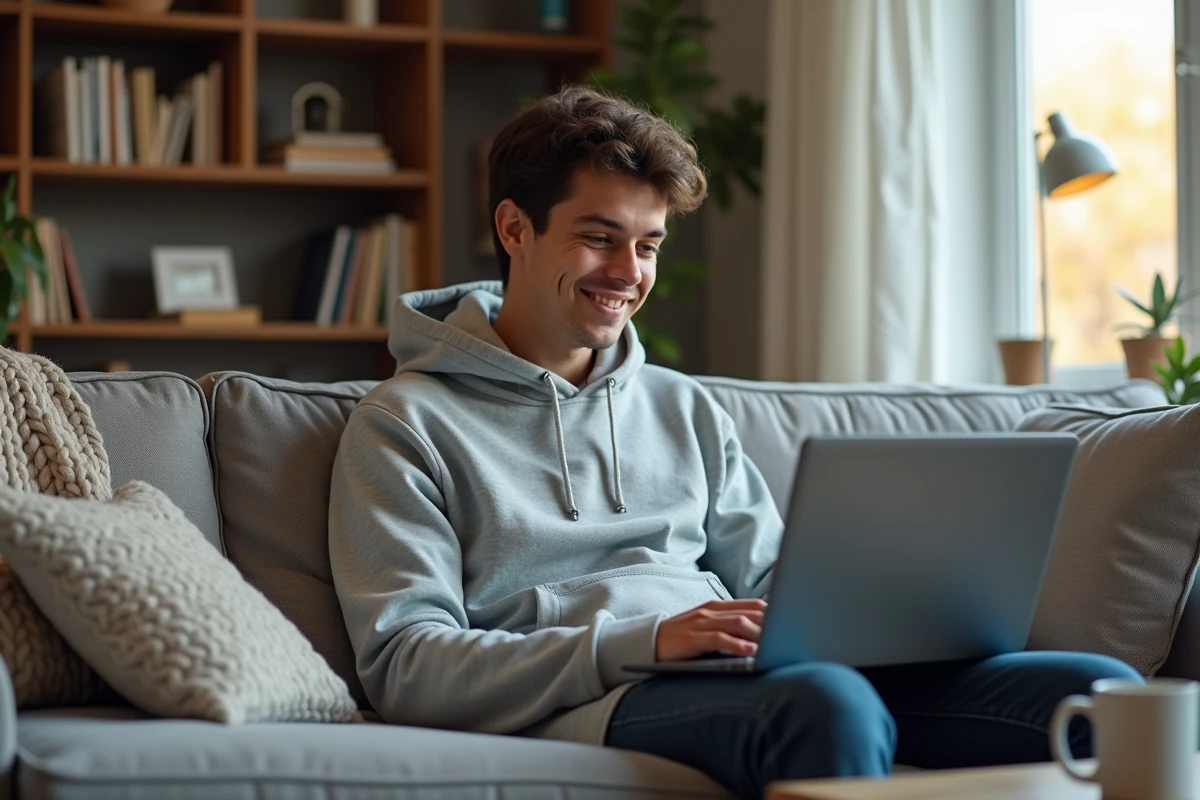 Personne gérant ses démarches Française des Jeux en ligne depuis son domicile