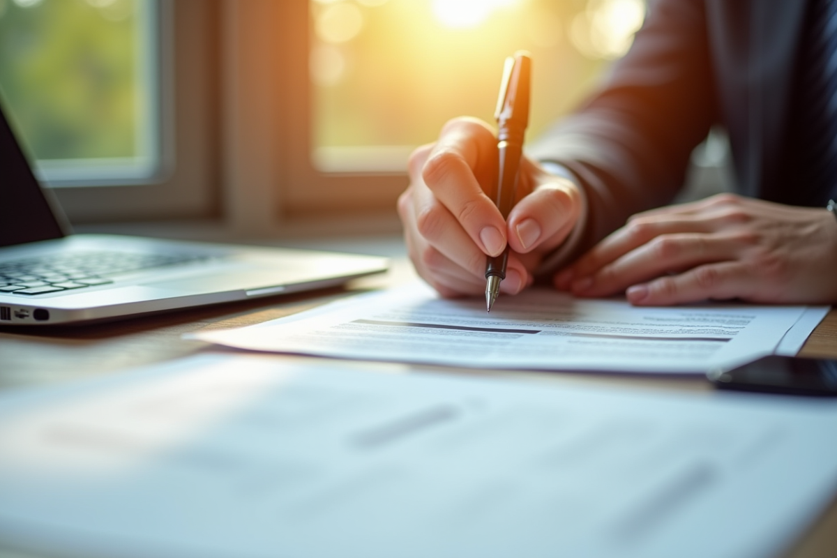 Main d’un manager signant un contrat important