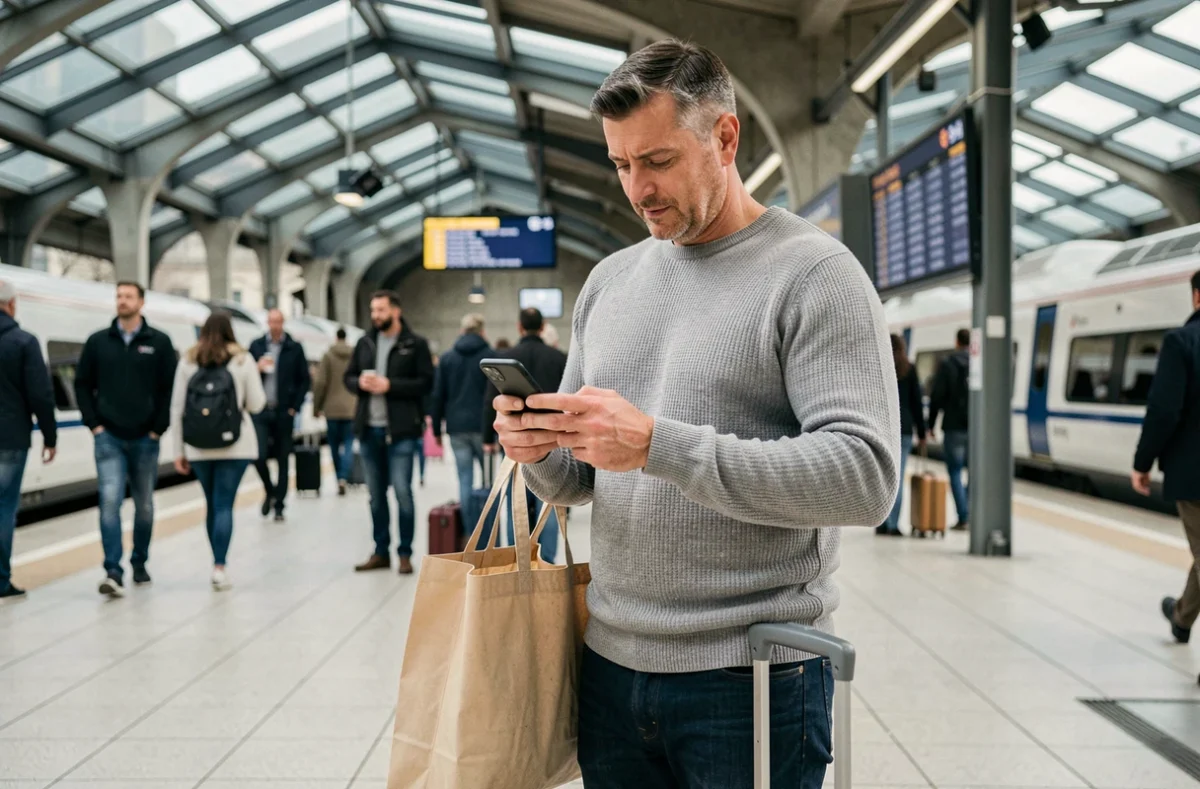 Entrepreneur voyageant en train de manière économique pour rejoindre l'événement Lesentreprisesfrenchy 2026